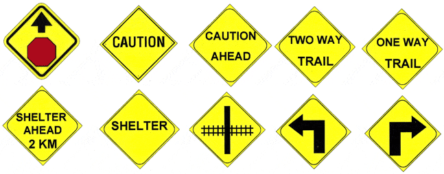 caution signs snowmobiles